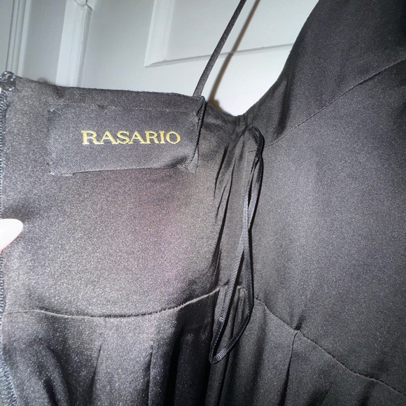 🐈‍⬛RASARIO Split Front Hem Gown - Black Satin - FR36 - NWT* NEVER WORN!🐈‍⬛ - Picture 15 of 15